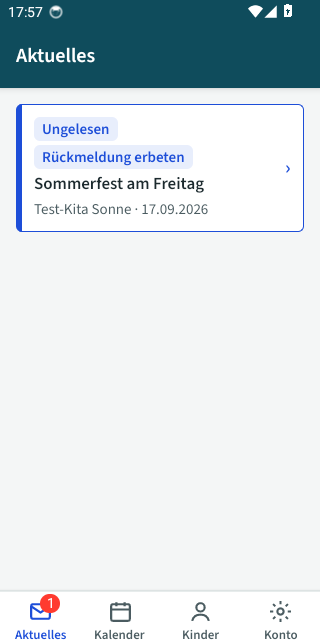 „Aktuelles“ in der Eltern-App: Ankündigungen, Termine der Woche und offene Bitten